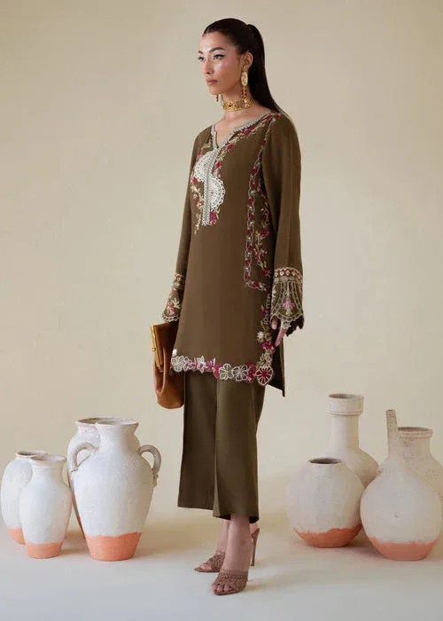 Saira Shakira Basic Pret 25 Chocolate Brown Karandi – view 2 – Poshaq
