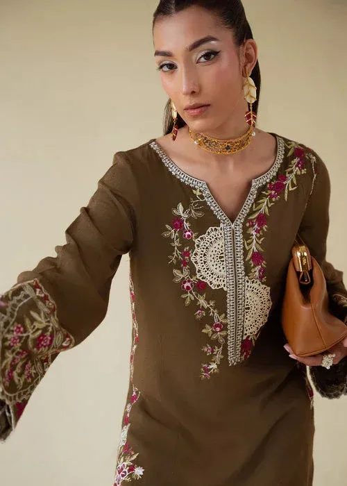 Saira Shakira Basic Pret 25 Chocolate Brown Karandi – view 3 – Poshaq