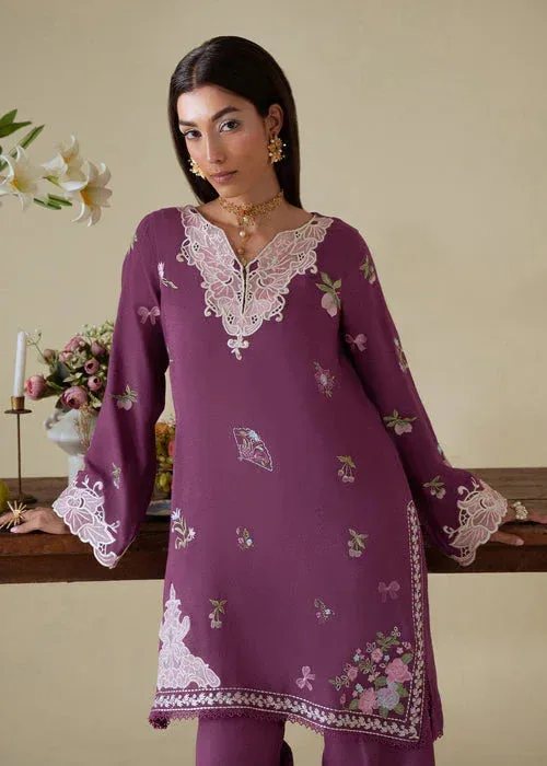 Saira Shakira Basic Pret 25 Plum Karandi – view 2 – Poshaq