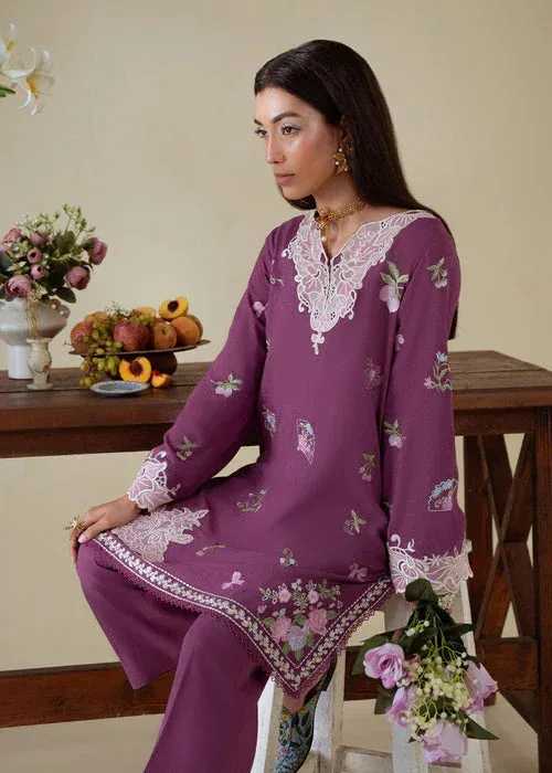 Saira Shakira Basic Pret 25 Plum Karandi – view 4 – Poshaq