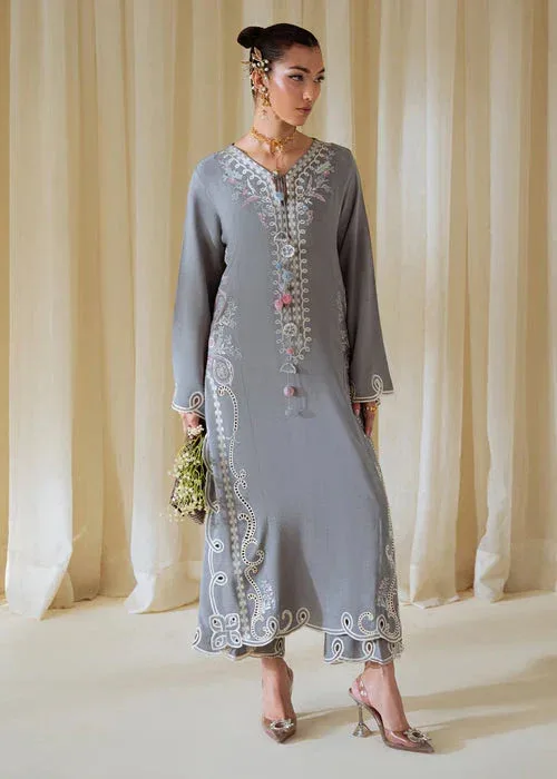 Saira Shakira Basic Pret 25 Silver Karandi – view 2 – Poshaq