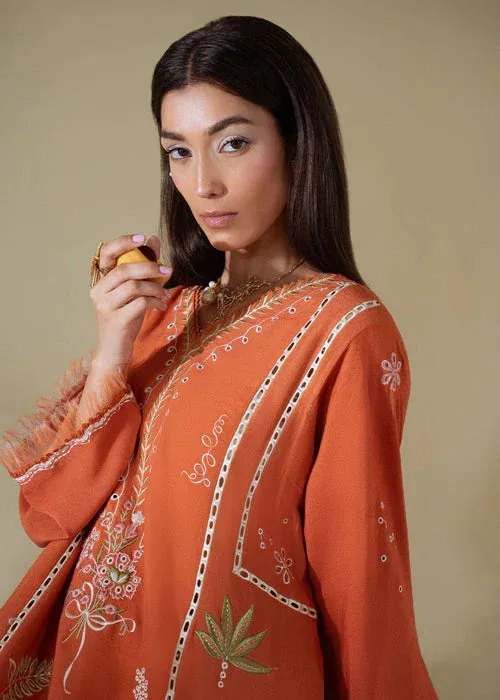 Saira Shakira Basic Pret 25 Burnt Orange Karandi – view 3 – Poshaq