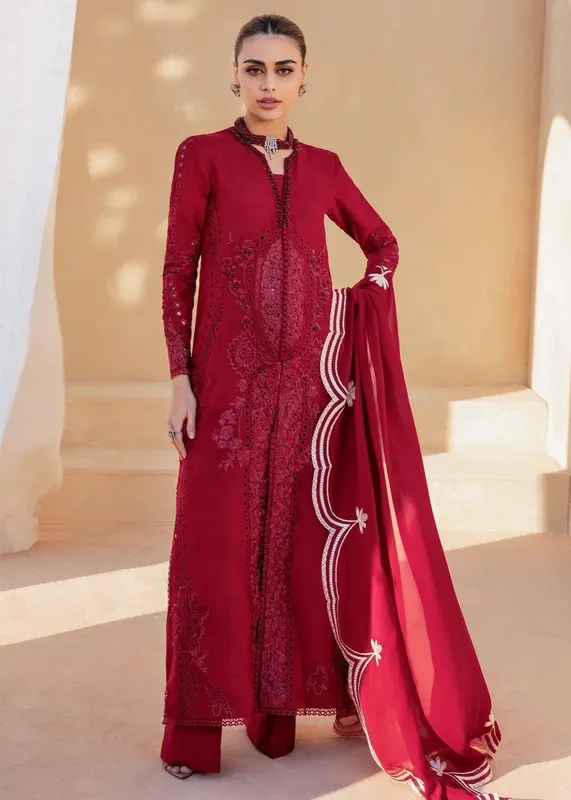 Saira Shakira Rosea Casual Pret 25 Deep Red Raw Silk – view 1 – Poshaq