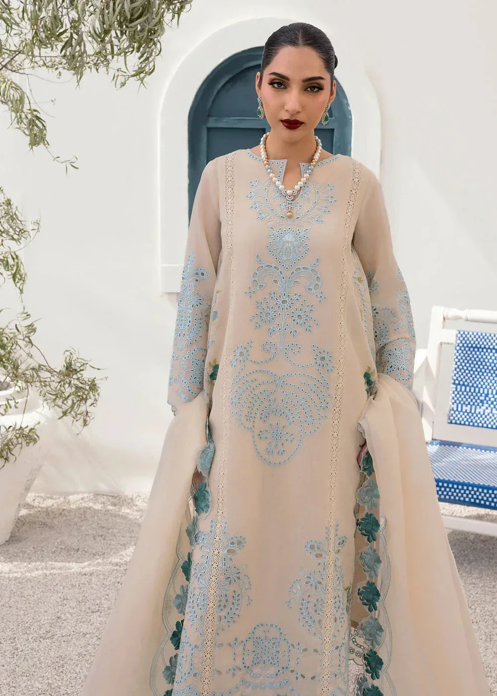 Saira Shakira Rosea Casual Pret 25 Beige Cotton Silk – view 3 – Poshaq