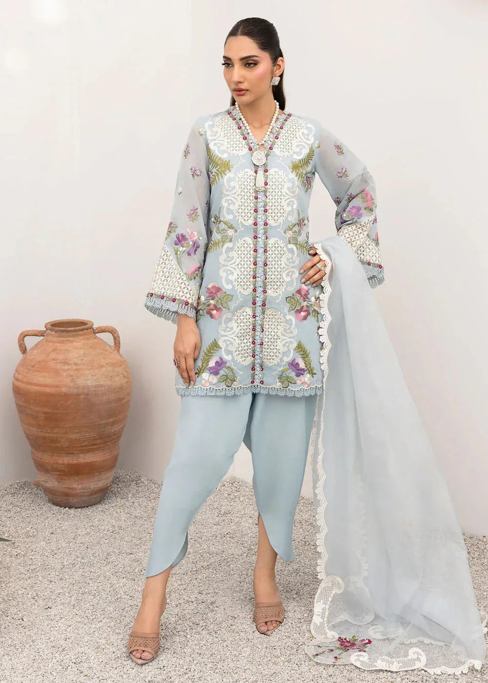 Saira Shakira Rosea Casual Pret 25 Sky Blue Cotton – view 1 – Poshaq