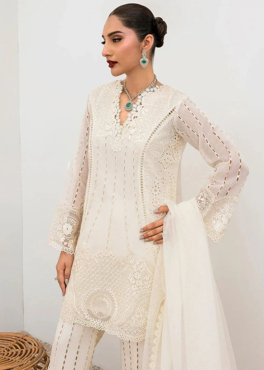 Saira Shakira Rosea Casual Pret 25 Ivory Cotton – view 3 – Poshaq