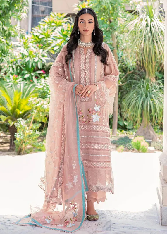 Saira Shakira Luxury Pret Pink Cotton Silk – view 1 – Poshaq
