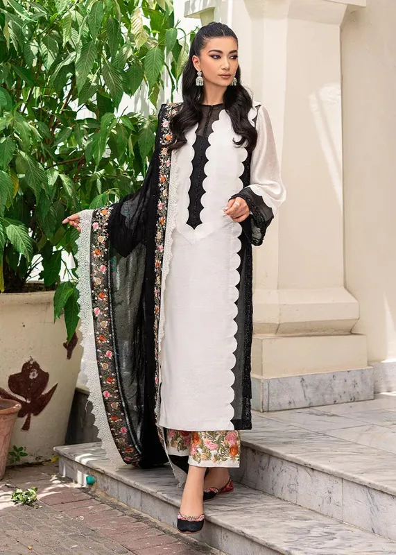 Saira Shakira Luxury Pret White Cotton Silk – view 1 – Poshaq