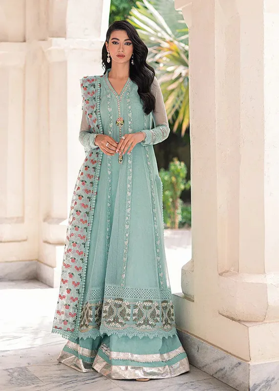 Saira Shakira Luxury Pret Ice Blue Cotton Silk – view 1 – Poshaq