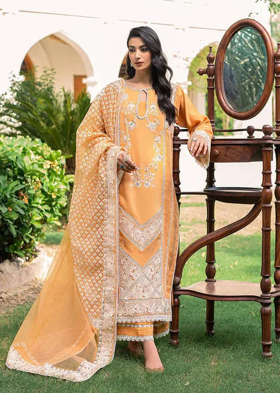 Saira Shakira Luxury Pret Orange Cotton Silk – view 1 – Poshaq