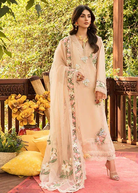 Saira Shakira Luxury Pret Peach Organza – view 1 – Poshaq