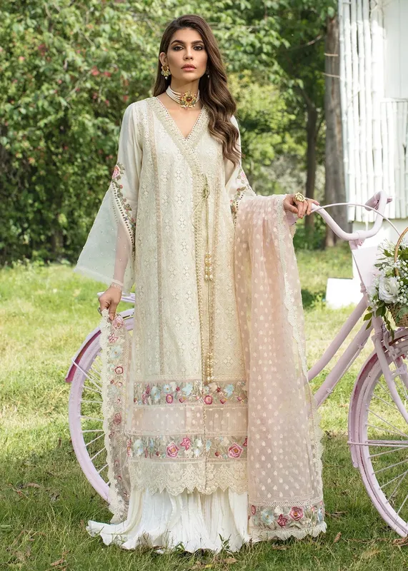 Saira Shakira Luxury Pret Ivory Organza – view 1 – Poshaq