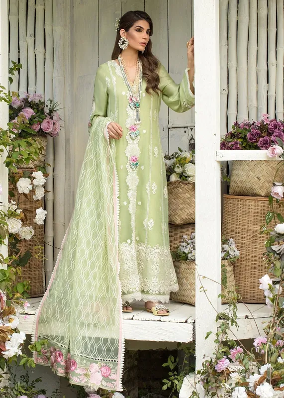 Saira Shakira Luxury Pret Mint Green Organza – view 1 – Poshaq