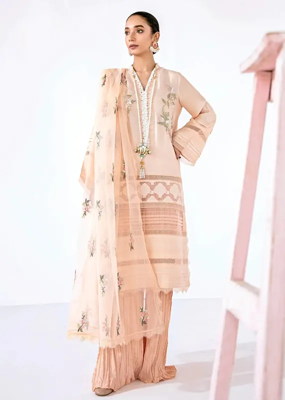 Saira Shakira Luxury Pret Nude Peach Jacquard – view 1 – Poshaq