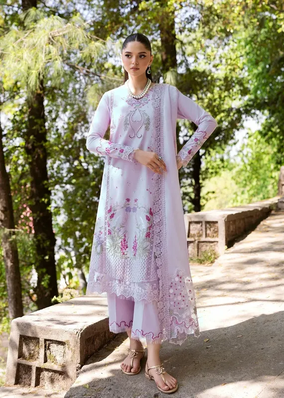 Saira Shakira Bloom Lawn 25 Lilac Organza – view 1 – Poshaq