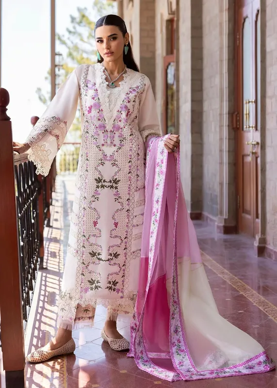 Saira Shakira Bloom Lawn 25 Off White Organza – view 1 – Poshaq