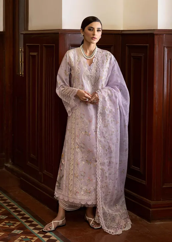 Saira Shakira Bloom Lawn 25 Lilac Organza – view 1 – Poshaq