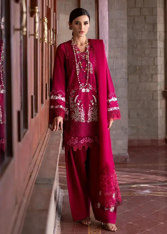 Saira Shakira Bloom Lawn 25 Magenta Organza – view 1 – Poshaq