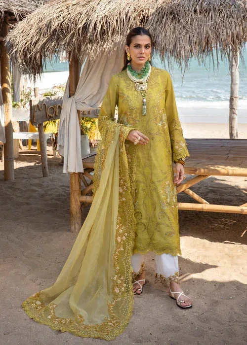 Saira Shakira Luxury Lawn 25 Olive Green Organza – view 1 – Poshaq