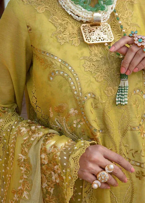 Saira Shakira Luxury Lawn 25 Olive Green Organza – view 3 – Poshaq