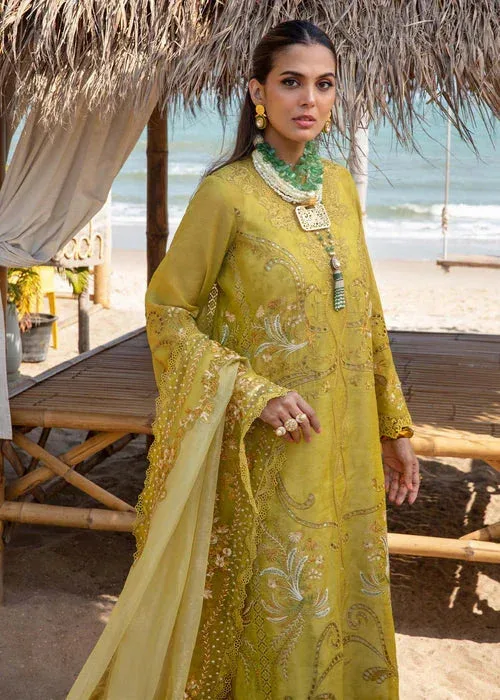 Saira Shakira Luxury Lawn 25 Olive Green Organza – view 5 – Poshaq
