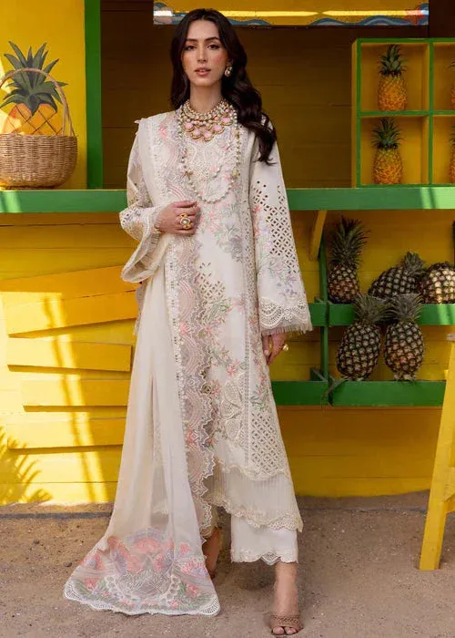 Saira Shakira Luxury Lawn 25 Ivory Organza – view 1 – Poshaq