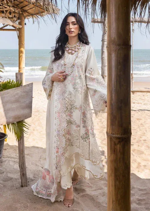 Saira Shakira Luxury Lawn 25 Ivory Organza – view 2 – Poshaq