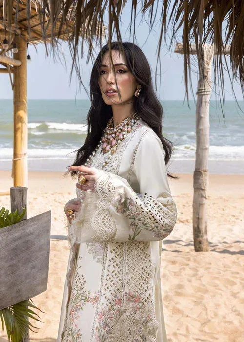 Saira Shakira Luxury Lawn 25 Ivory Organza – view 3 – Poshaq