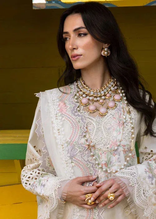 Saira Shakira Luxury Lawn 25 Ivory Organza – view 6 – Poshaq