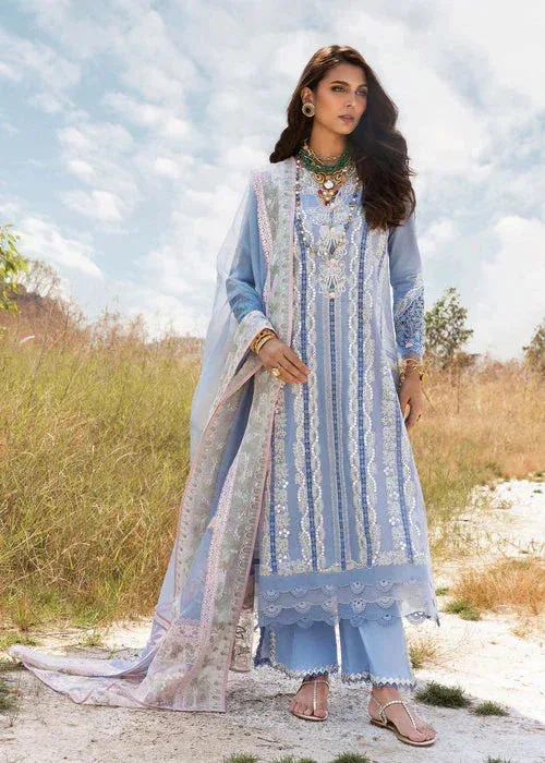 Saira Shakira Luxury Lawn 25 Periwinkle Organza – view 1 – Poshaq