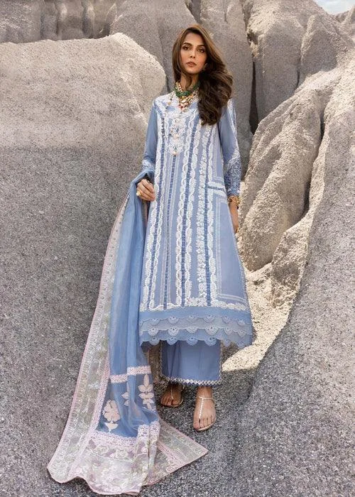 Saira Shakira Luxury Lawn 25 Periwinkle Organza – view 2 – Poshaq