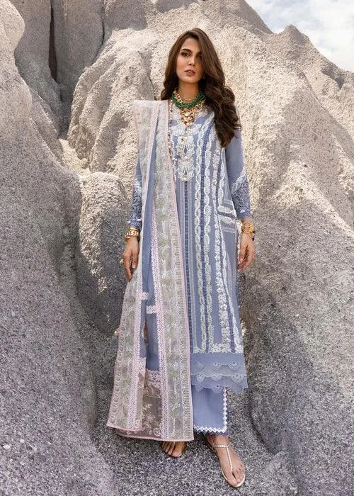 Saira Shakira Luxury Lawn 25 Periwinkle Organza – view 3 – Poshaq