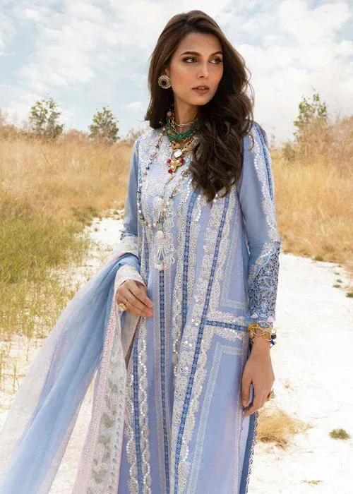 Saira Shakira Luxury Lawn 25 Periwinkle Organza – view 4 – Poshaq