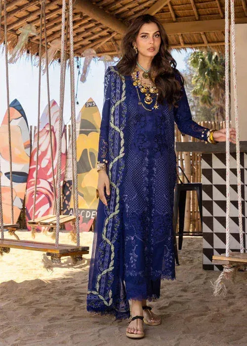 Saira Shakira Luxury Lawn 25 Dark Blue Organza – view 1 – Poshaq