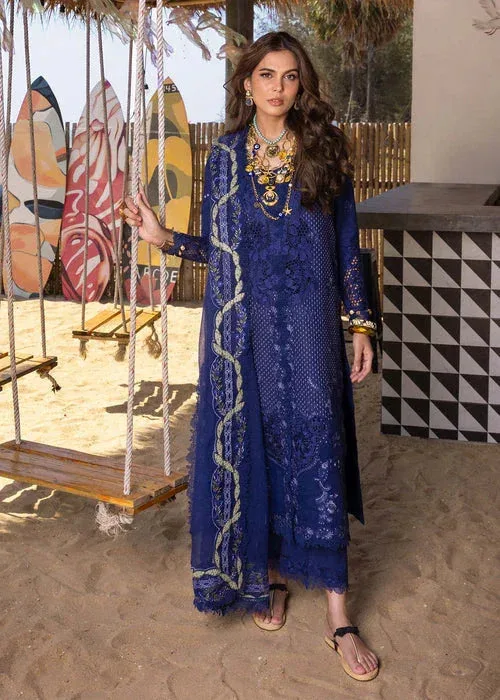 Saira Shakira Luxury Lawn 25 Dark Blue Organza – view 2 – Poshaq