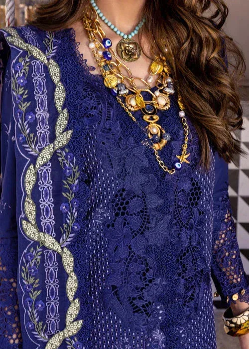 Saira Shakira Luxury Lawn 25 Dark Blue Organza – view 4 – Poshaq