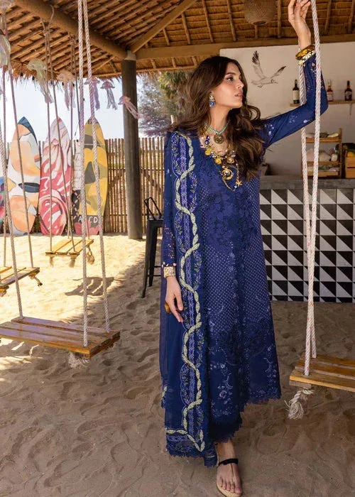 Saira Shakira Luxury Lawn 25 Dark Blue Organza – view 5 – Poshaq