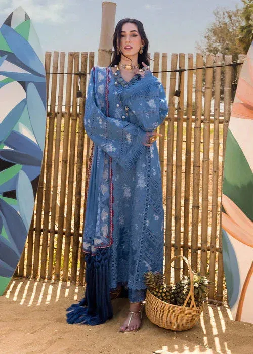 Saira Shakira Luxury Lawn 25 Blue Organza – view 1 – Poshaq