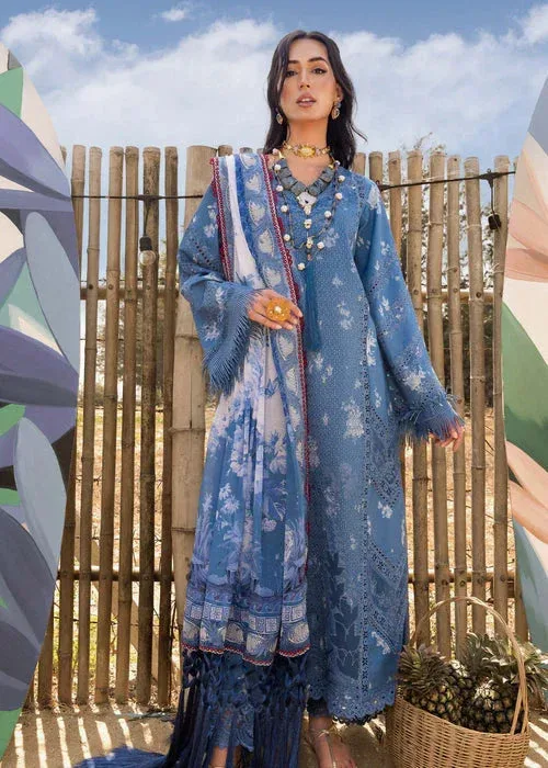 Saira Shakira Luxury Lawn 25 Blue Organza – view 2 – Poshaq