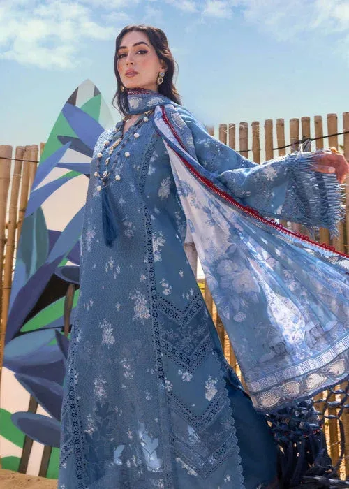 Saira Shakira Luxury Lawn 25 Blue Organza – view 3 – Poshaq