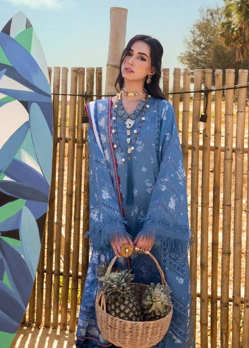 Saira Shakira Luxury Lawn 25 Blue Organza – view 4 – Poshaq