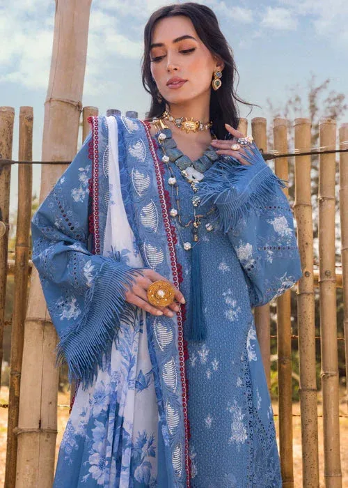 Saira Shakira Luxury Lawn 25 Blue Organza – view 5 – Poshaq