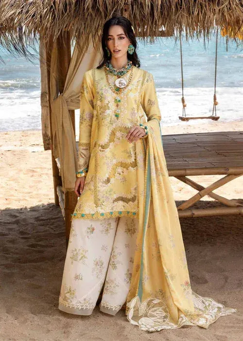 Saira Shakira Luxury Lawn 25 Dust Yellow Organza – view 1 – Poshaq