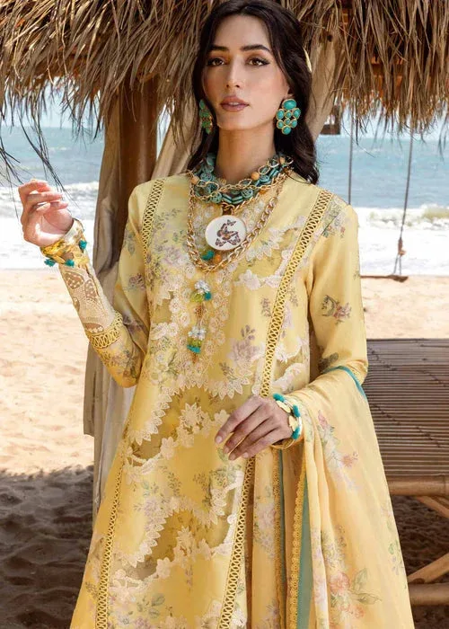 Saira Shakira Luxury Lawn 25 Dust Yellow Organza – view 3 – Poshaq