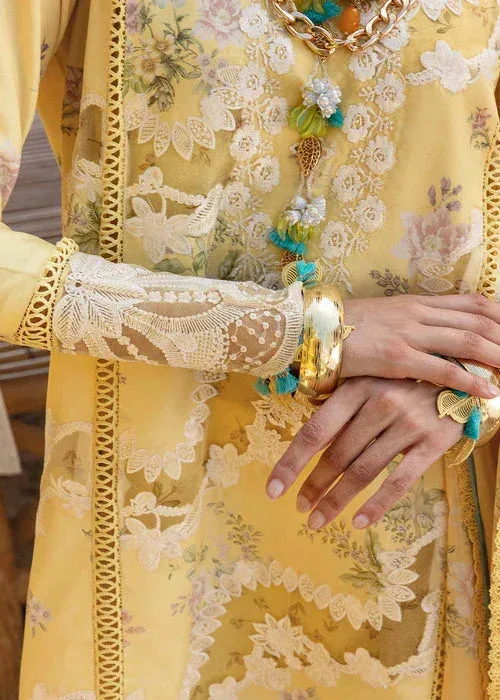 Saira Shakira Luxury Lawn 25 Dust Yellow Organza – view 4 – Poshaq