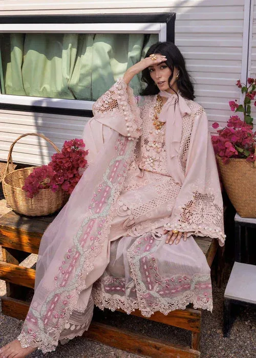 Saira Shakira Luxury Lawn 25 Pink Organza – view 3 – Poshaq