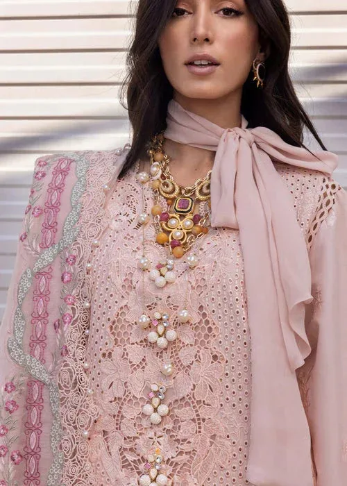 Saira Shakira Luxury Lawn 25 Pink Organza – view 4 – Poshaq