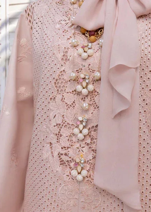 Saira Shakira Luxury Lawn 25 Pink Organza – view 5 – Poshaq