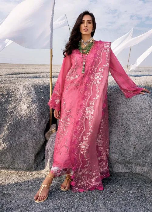 Saira Shakira Luxury Lawn 25 Lipstick Pink Organza – view 1 – Poshaq