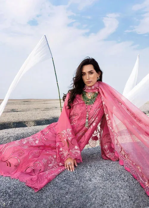 Saira Shakira Luxury Lawn 25 Lipstick Pink Organza – view 3 – Poshaq